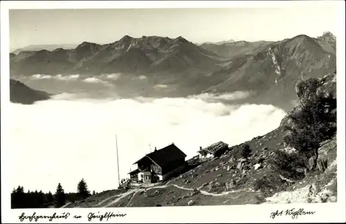 Ak Schleching in Oberbayern, Hochgerechhaus und Geigelstein im Winter