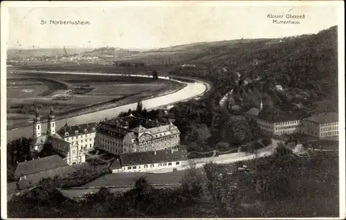 Ak Oberzell Zell am Main Unterfranken, St. Norbertusheim, Kloster, Mutterhaus, Panorama vom Ort