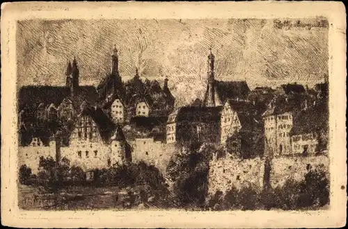 Künstler Ak Rothenburg ob der Tauber Mittelfranken, Stadtblick