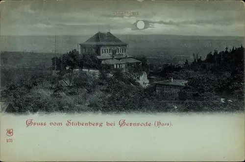 Mondschein Ak Gernrode Quedlinburg im Harz, Stubenberg