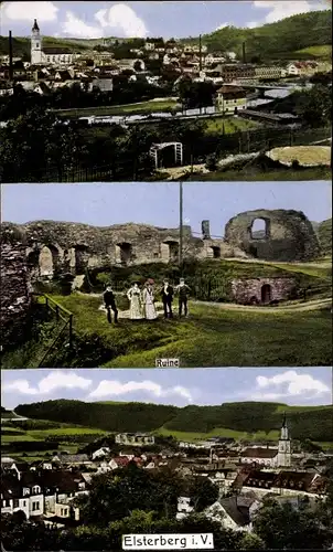Ak Elsterberg an der Weißen Elster Vogtland, Ruine, Panorama