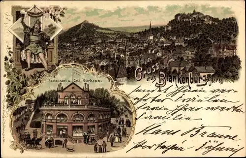 Litho Blankenburg am Harz, Gesamtansicht, Restaurant u. Café Kurhaus