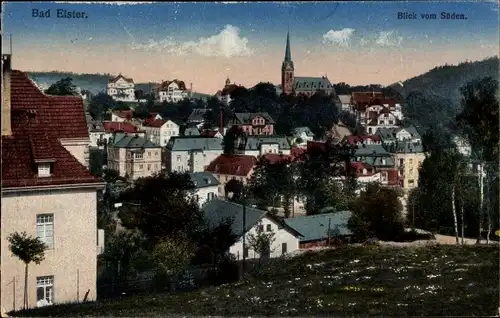 Ak Bad Elster im Vogtland, Blick vom Süden über die Stadt