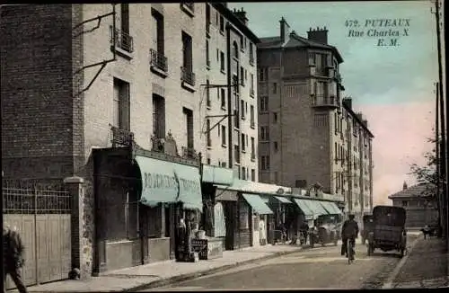 Ak Puteaux Hauts de Seine, Rue Charles X, Boucherie