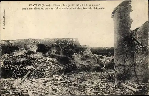 Ak Cravant Loiret, Desastre du 4 Juillet 1905