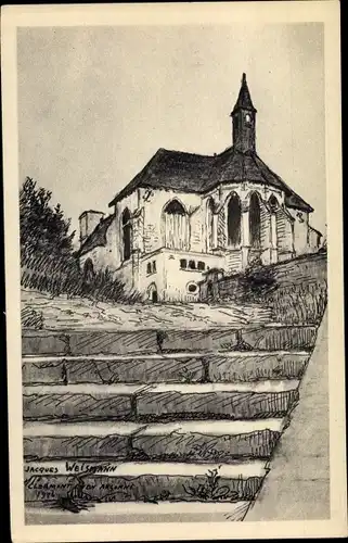 Künstler Ak Weismann, Jacques, Clermont en Argonne Lothringen Meuse, Eglise