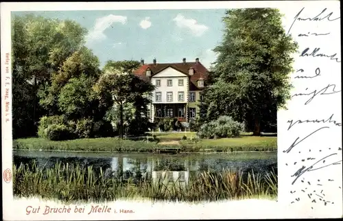 Ak Melle in Niedersachsen, Gut Bruche, See