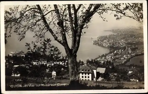 Ak Glion Montreux Kanton Waadt, Panorama vom Ort