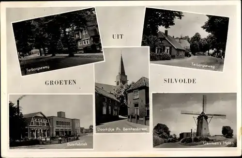 Ak Silvolde Gelderland, Terborgseweg, Boterfabriek, Gerritsen's Molen