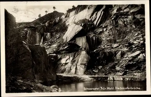 Ak Bad Blankenburg in Thüringen, Schieferbrüche im Schwarzatal