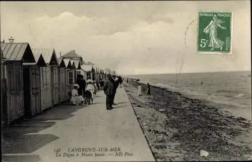 Ak Langrune sur Mer Calvados, La Digue a Maree baute