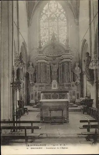 Ak Brionne Eure, L'Eglise, Interieur