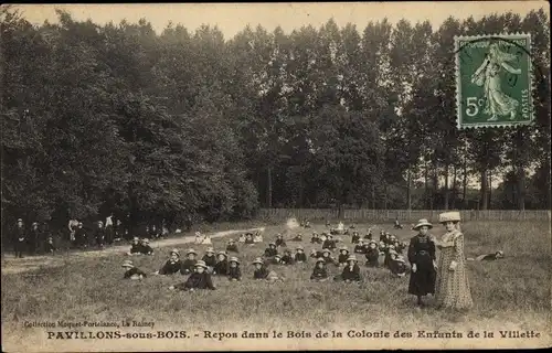 Ak Pavillons sous Bois Seine-Saint-Denis, Repos dans le Bois de la Colonie des Enfants