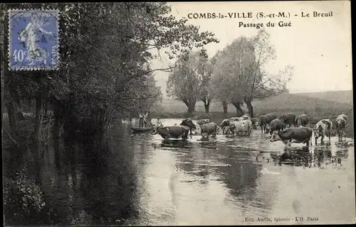 Ak Combs la Ville Seine et Marne, le Breuil, Passage du Gué