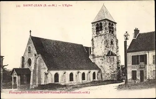 Ak Saint Jean les Deux Jumeaux Seine et Marne, Église