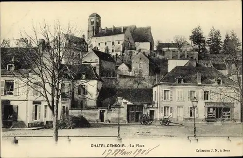 Ak Chatel Censoir Yonne, La Place