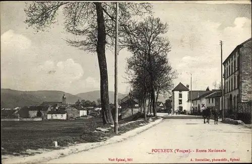 Ak Pouxeux Vosges, Route Nationale