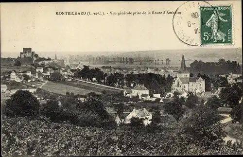 Ak Montrichard Loir et Cher, Vue Générale prise de la Route d´Amboise