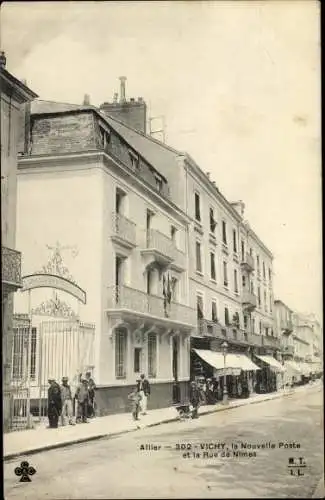 Ak Vichy Allier, Nouvelle Place et Rue de Nîmes