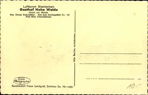 Ak Blankenhain Crimmitschau in Sachsen, Gasthof Hohe Weide, Autobusse