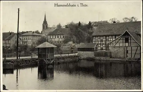 Ak Hummelshain in Thüringen, Ortsansicht, Wasserpartie, Wohnhäuser