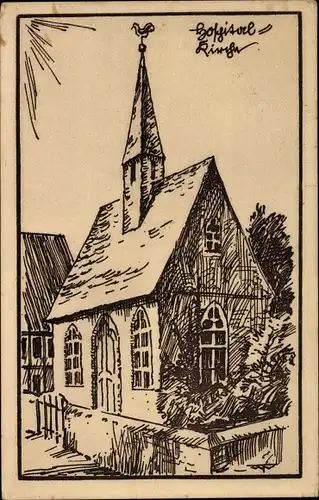 Künstler Ak Heringen an der Helme Thüringen, Kirche des Hospitals Skt. Spiritus