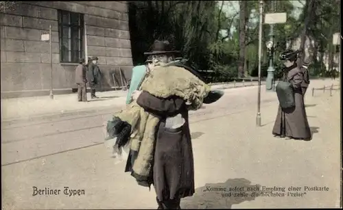 Ak Berlin, Verkäufer, Komme sofort nach Empfang einer Postkarte und zahle die höchsten Preise