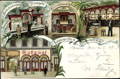 Litho Berlin Mitte, Elektrisch-Automat Konditorei-Cafe, Leipzigerstraße 13, Rosenthalerstr. 33