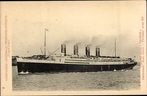 Ak Paquebot France, CGT French Line, Transatlantique, Dampfer, Dampfschiff