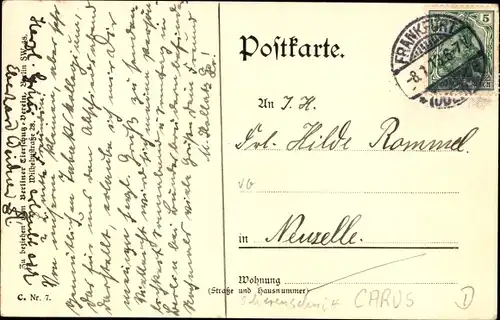 Scherenschnitt Künstler Ak Carus, Frau füttert Hühner