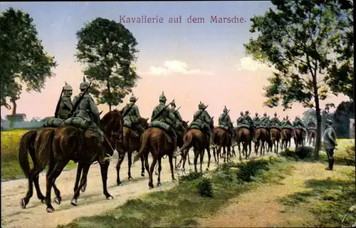 Ak Kavallerie auf dem Marsche, Deutsche Soldaten zu Pferden