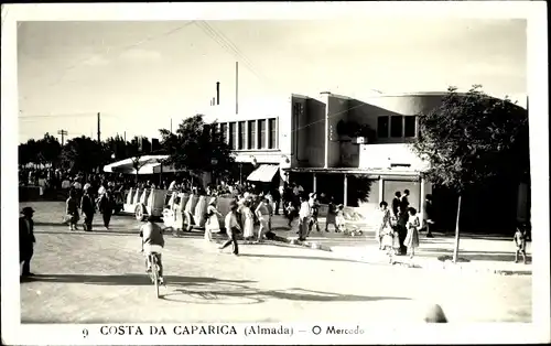 Ak Costa da Caparica Portugal, Almada, O Mercada, Marktszene