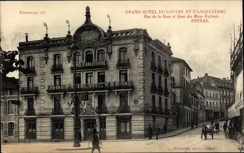 Ak Épinal Lothringen Vosges, Grand Hotel du Louvre et d'Angleterre, Rue de la Gare