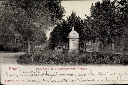 Ak Épinal Lothringen Vosges, Les Cours et le Monument meteorologique
