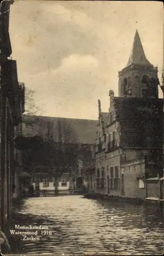 Ak Monnikendam Waterland Nordholland Niederlande, Watersnood 1916, Zarken