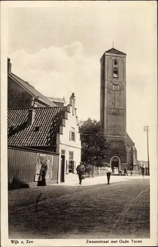 Ak Wijk aan Zee Beverwijk Nordholland Niederlande, Zwaanstraat met Oude Toren