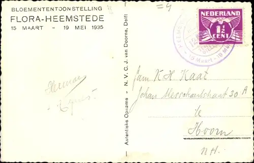 Ak Heemstede Nordholland Niederlande, Bloemententoonstelling Flora-Heemstede, 19 Mei 1935