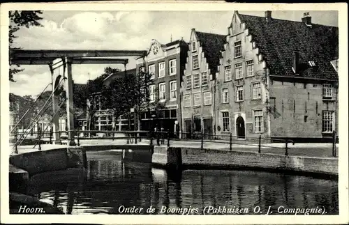 Ak Hoorn Nordholland, Onder de Boompjes, Pakhuizen O. J. Compagnie, Häuser