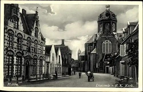 Ak Hoorn Nordholland, Diaconie, R. K. Kerk, Häuser