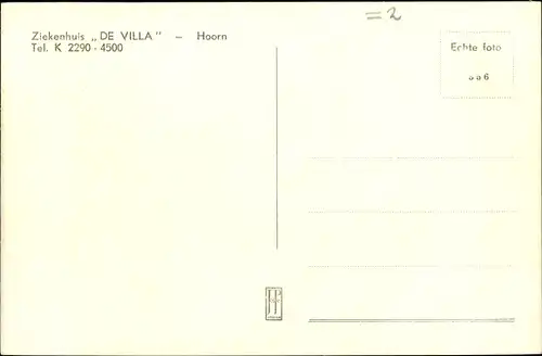 Ak Hoorn Nordholland Niederlande, Ziekenhuis De Villa