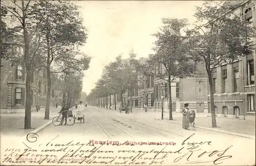 Ak Haarlem Nordholland Niederlande, Wilhelminastraat, Frau mit Kinderwagen