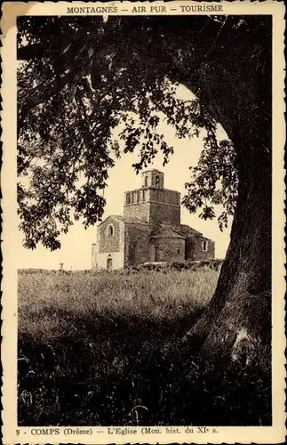 Ak Comps Drôme, L'Eglise