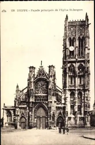 Ak Dieppe Seine Maritime, Facade principale de l'Eglise St-Jacques