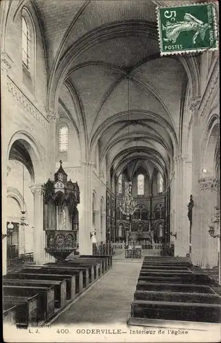 Ak Goderville Seine Maritime, Intérieur de l'église