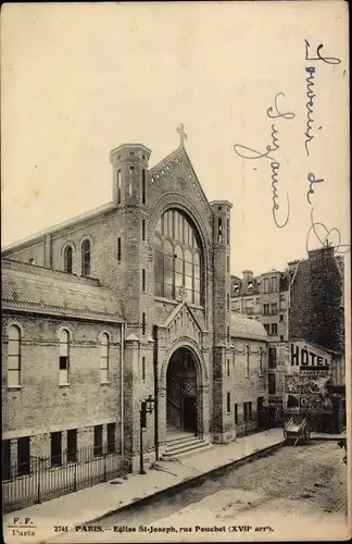 Ak Paris XVII., Eglise Saint Joseph, Rue Pouchet
