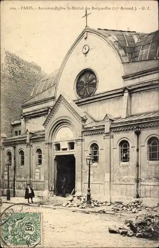 Ak Paris XVII., Ancienne Eglise Saint Michel des Batignolles