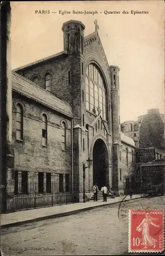 Ak Paris XVII., Eglise Saint Joseph, Quartier des Epinettes