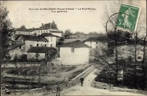 Ak  Le Pont-Rompu Solignac Haute Vienne, Vue generale, Brücke, Fluss, Teilansicht