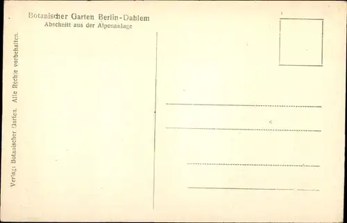 Ak Berlin Zehlendorf Dahlem, Kgl. Botanischer Garten, Abschnitt aus der Alpenanlage