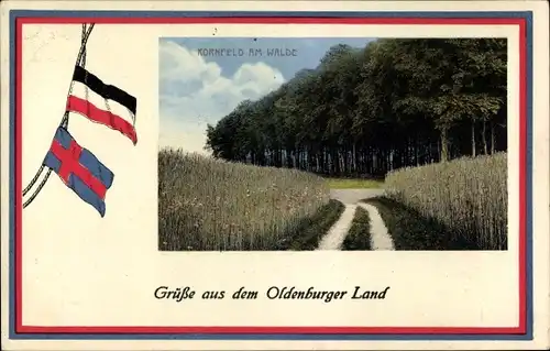 Passepartout Ak Oldenburger Land, Kornfeld am Walde